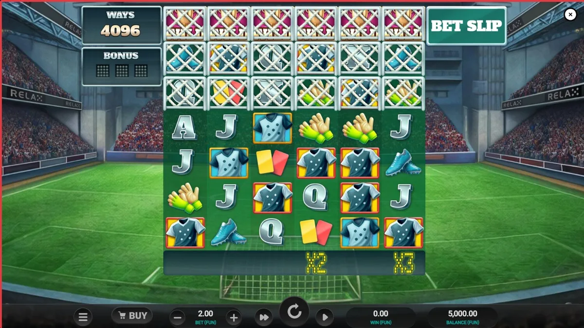 Interface do slot World Class Kick Off Dream Drop com tema de futebol retrô