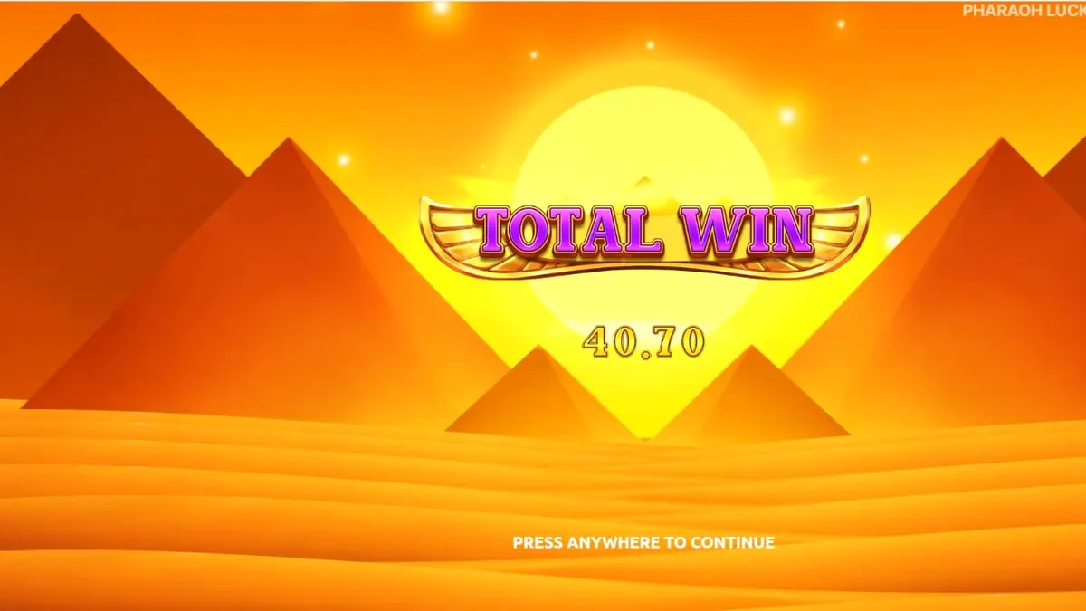 Interface do jogo de slot Pharaoh Luck com tema egípcio